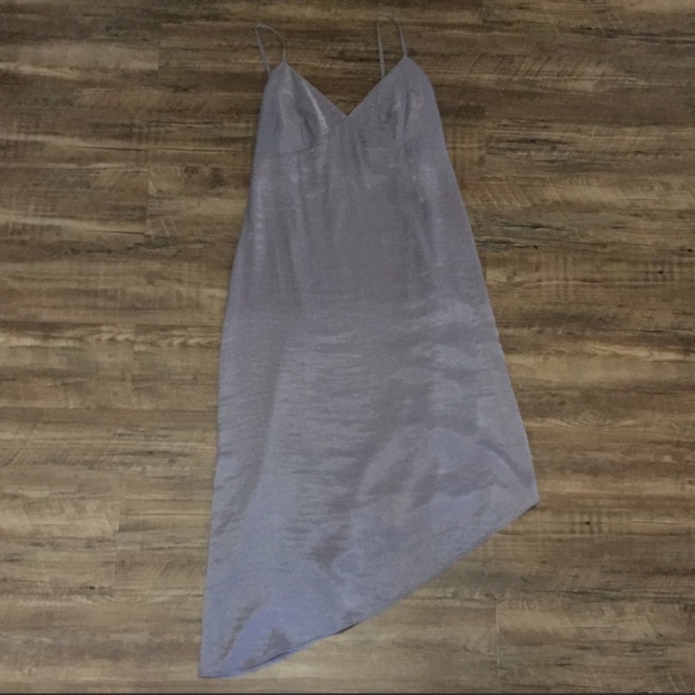 Anthropologie Moulinette Soeurs Shimmery Purple Asymmetrical Hem Slip Dress - Picture 3 of 7